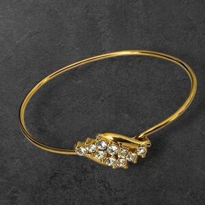 Gold plated cuff bracelet clear CZ in the middle